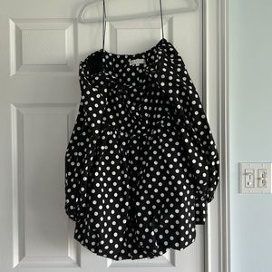 Caroline Constas Black and White Polka Dot Mini Dress